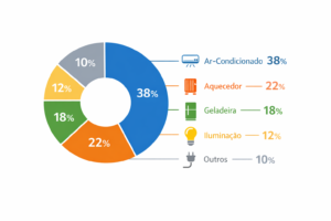 Gráfico de pizza mostrando a distribuição do consumo de energia residencial antes da automação.