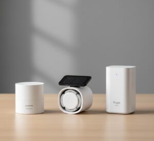 Os três modelos de motores testados lado a lado: Xiaomi Aqara, SwitchBot e Tuya Smart.