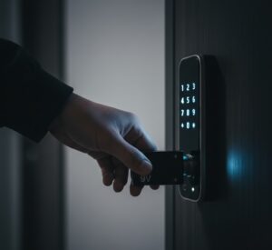 Demonstração de como usar uma bateria de 9V para dar carga de emergência em uma fechadura digital com pilhas descarregadas.