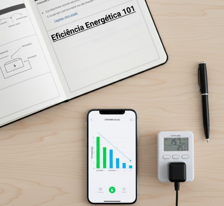 Um esquema simplificado (estilo blueprint ou desenho técnico) mostrando a conexão entre o Wi-Fi, o Plug e o Eletrodoméstico.