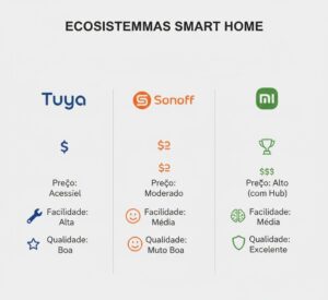 Comparativo entre ecossistemas Tuya, Sonoff e Xiaomi