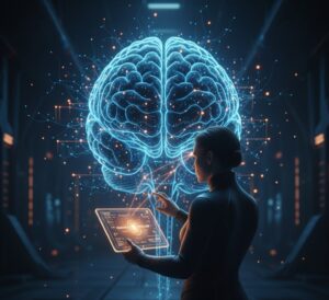 Representação da supervisão humana necessária para garantir a ética e a precisão das decisões tomadas pela IA.